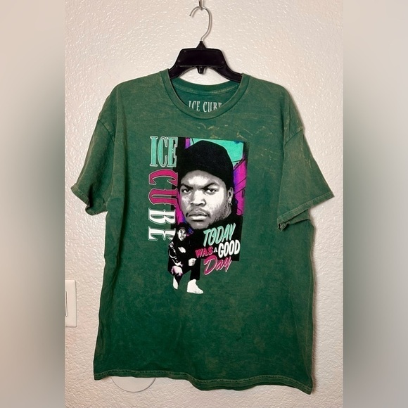 Ice Cube Graphic T-Shirt in Acid Wash Green - Picture 1 of 4